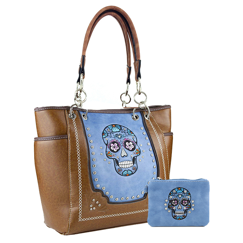 Classic Western Skull Embroidered Concealed Bag Set - PTF17156 - Click Image to Close